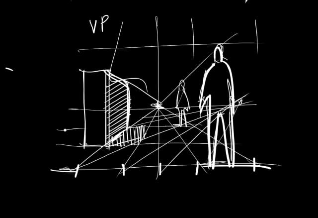 A handmade perspective drawing